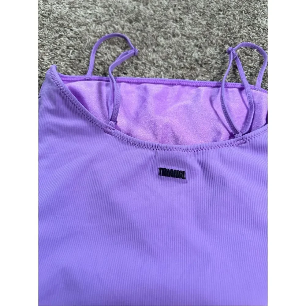 triangl swimwear lavender purple ribbed one piece swimsuit square neckline XS
